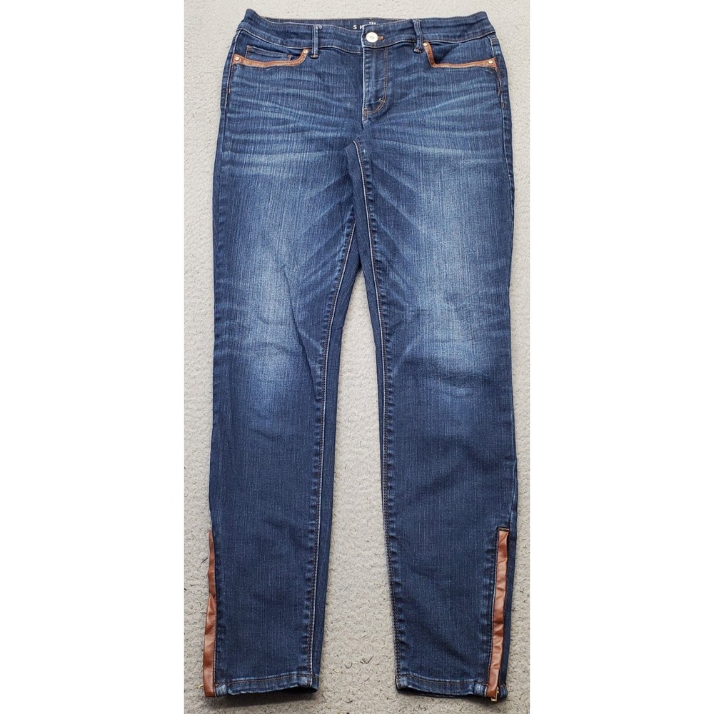 White House Black Market Skinny Ankle Jeans Womens 4L Blue Mid Rise Ankle Zip